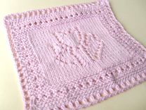 Luxury Knit Wash Cloth/Hand Towel - Pretty Tulip Design In Pink 1 small