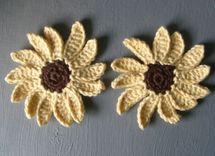Crocheted Sunflower Embellishments / In Yellow And Brown 1 small