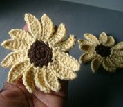 Crocheted Sunflower Embellishments / In Yellow And Brown 2 small