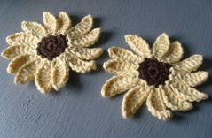 Crocheted Sunflower Embellishments / In Yellow And Brown 3 small