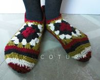 Crocheted Granny Square Slippers - Luxuriously Soft - Gift For Her - Ready To Ship - Size M-L 2 small