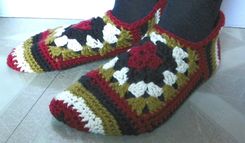 Crocheted Granny Square Slippers - Luxuriously Soft - Gift For Her - Ready To Ship - Size M-L 3 small