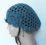 The Lace Cloche/Beanie/Crochet Hat W/ Crochet Flower, Denim Blue,Spring,Summer,Fall,Winter Fashion 4 small