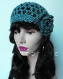 The Lace Cloche/Beanie/Crochet Hat W/ Crochet Flower, Denim Blue,Spring,Summer,Fall,Winter Fashion 5 small