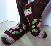 Crocheted Granny Square Slippers - Luxuriously Soft - Gift For Her - Ready To Ship - Size S-M 1 small