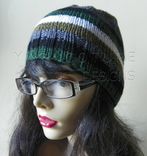 The Striped Beanie - In Luxurious Silk And Merino Wool 1 small