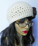 The Chunky Cloche/Beanie/Crochet Hat W/ Crochet Puff Flower,Cream,Spring,Summer,Fall,Winter Fashion 5 small