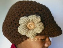 The Puff Flower Brimmed Beanie - In Chocolate Brown 2 small