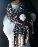 Hot Fudge Sundae Scarf - In Brown,Tan, And Black / Knit Scarf, Gifts For Women 1 small