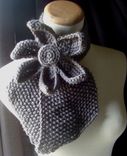 Vintage Inspired Ascot Necktie - Lotus Flower Design In Charcoal Grey Wider Neck Design 1 small