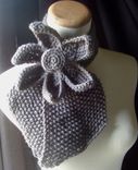 Vintage Inspired Ascot Necktie - Lotus Flower Design In Charcoal Grey Wider Neck Design 4 small