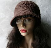 Brimmed Beanie / Newsboy Hat - In Brown 2 small