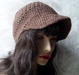 Brimmed Beanie / Newsboy Hat - In Brown 3 small