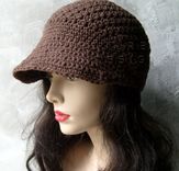 Brimmed Beanie / Newsboy Hat - In Brown 4 small