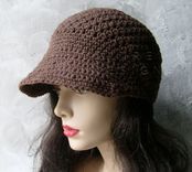 Brimmed Beanie / Newsboy Hat - In Brown 5 small