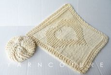 Two Hearts In One Dishtowel Set - Hand Knit Dish Cloth And Scrubbie Set / Choose Red Or Natural 3 small