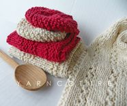Two Hearts In One Dishtowel Set - Hand Knit Dish Cloth And Scrubbie Set / Choose Red Or Natural 2 small