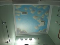 Blue Sky Mural On Canvas For Powder Room Ceiling By Visionary Mural Co. 1 small