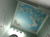Blue Sky Mural On Canvas For Powder Room Ceiling By Visionary Mural Co. 2 small