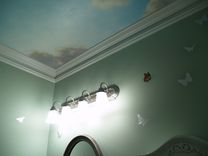 Blue Sky Mural On Canvas For Powder Room Ceiling By Visionary Mural Co. 4 small