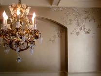 Chinoiserie Grapes Mural On Champagne Metallic Faux By Visionary Mural Co. 1 small