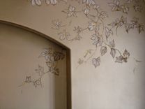 Chinoiserie Grapes Mural On Champagne Metallic Faux By Visionary Mural Co. 3 small