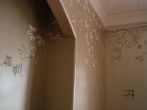 Chinoiserie Grapes Mural On Champagne Metallic Faux By Visionary Mural Co. 5 small