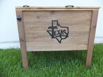 Large Rustic Wood Cooler, 90 Qt Capacity 1 small