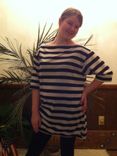 Tunic - Wide Stripe Tunic With 3/4 Sleeve 1 small
