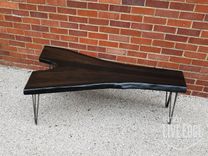 Walnut Coffee Table- Live Edge- Long Coffee Table- Java- Black- Steel- Industrial- Dark Wood 2 small