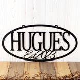 Personalized Hanging Oval Metal Family Name and Established Year Plaque 1 small