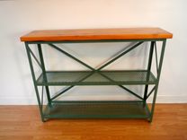 Welded Steel And Reclaimed Wood Console Table / Shelf / Accent Table 2 small