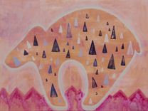 Medium Original Acrylic Painting, "Tribal Bear" 20x16 1 small