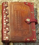 Handcrafted Antiqued Red & Brown Leather Blank Book Journal With A Medieval Appearance 1 small