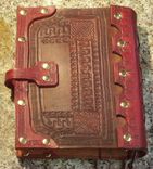 Handcrafted Antiqued Red & Brown Leather Blank Book Journal With A Medieval Appearance 2 small