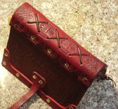 Handcrafted Antiqued Red & Brown Leather Blank Book Journal With A Medieval Appearance 3 small