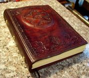 Hand Tooled Leather Pentagram Blank Book - Book Of Shadows 1 small