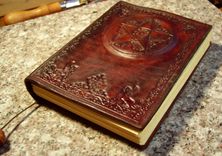 Hand Tooled Leather Pentagram Blank Book - Book Of Shadows 2 small