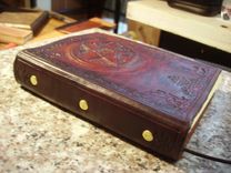 Hand Tooled Leather Pentagram Blank Book - Book Of Shadows 4 small