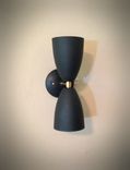 Modern Mid Century Wall Mount Light Matte Black & Brass Loft Sconce 2 small