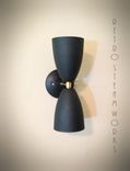 Modern Mid Century Wall Mount Light Matte Black & Brass Loft Sconce 1 small
