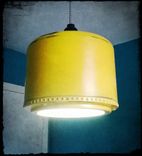 Reclaimed Yellow Ceiling Fan Housing Upcycled Hanging Pendant Lamp 4 small