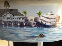 Hand Painted Southern California Themed Accent Table 3 small