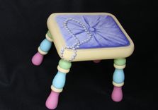 Hand Painted Girl's Trompe L'Oeil Footstool 2 small