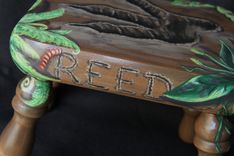 Hand Painted Dinosaur Footprint Child's Footstool 1 small