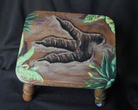 Hand Painted Dinosaur Footprint Child's Footstool 2 small