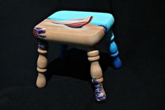Hand Painted Underwater Themed Child's Footstool 1 small