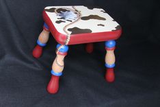 Hand Painted Western Themed Child's Footstool 2 small