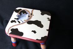 Hand Painted Western Themed Child's Footstool 3 small