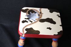 Hand Painted Western Themed Child's Footstool 4 small